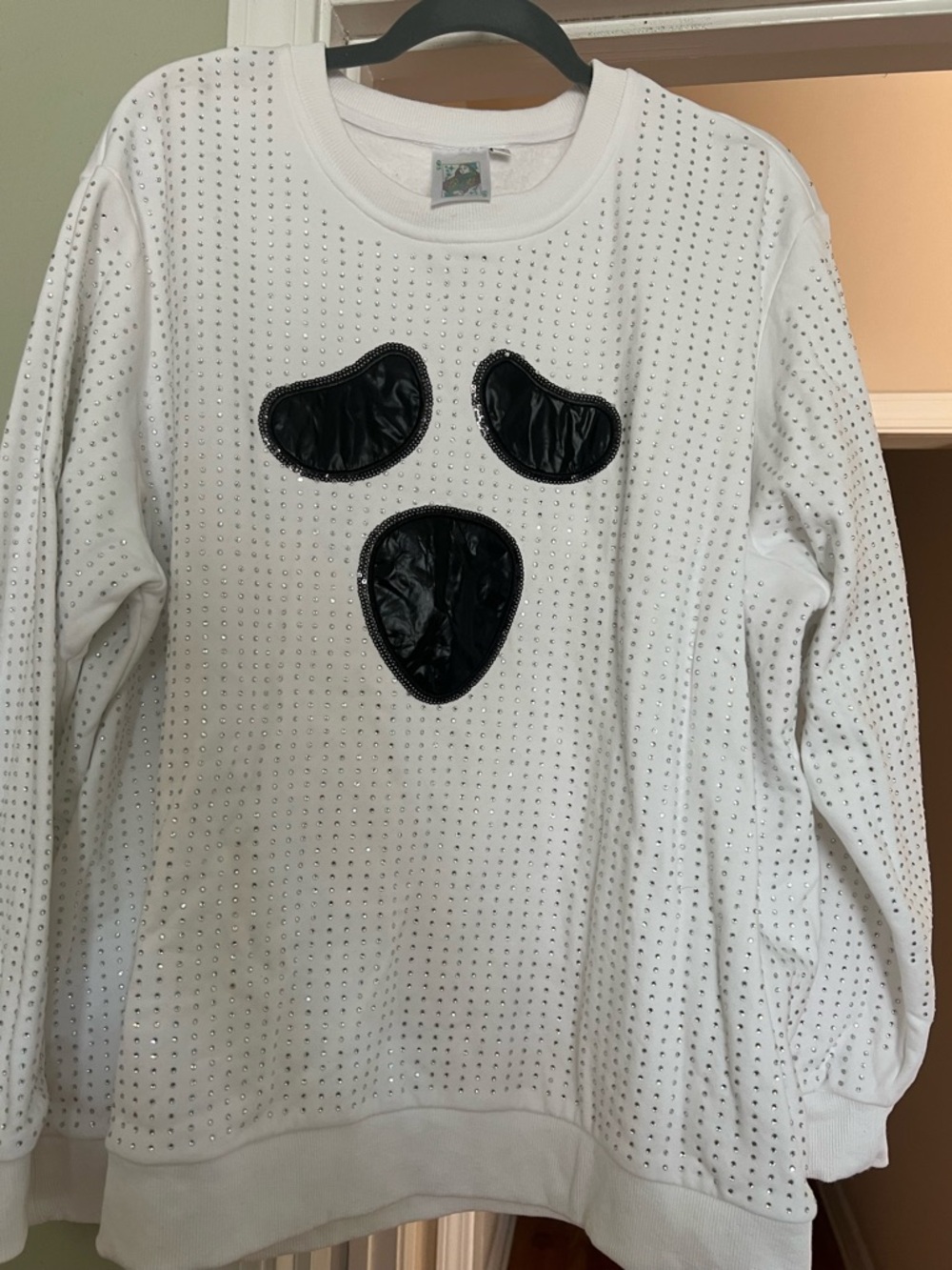 Queen of Sparkles Ghost rhinestone crew nexk sweatshirt.